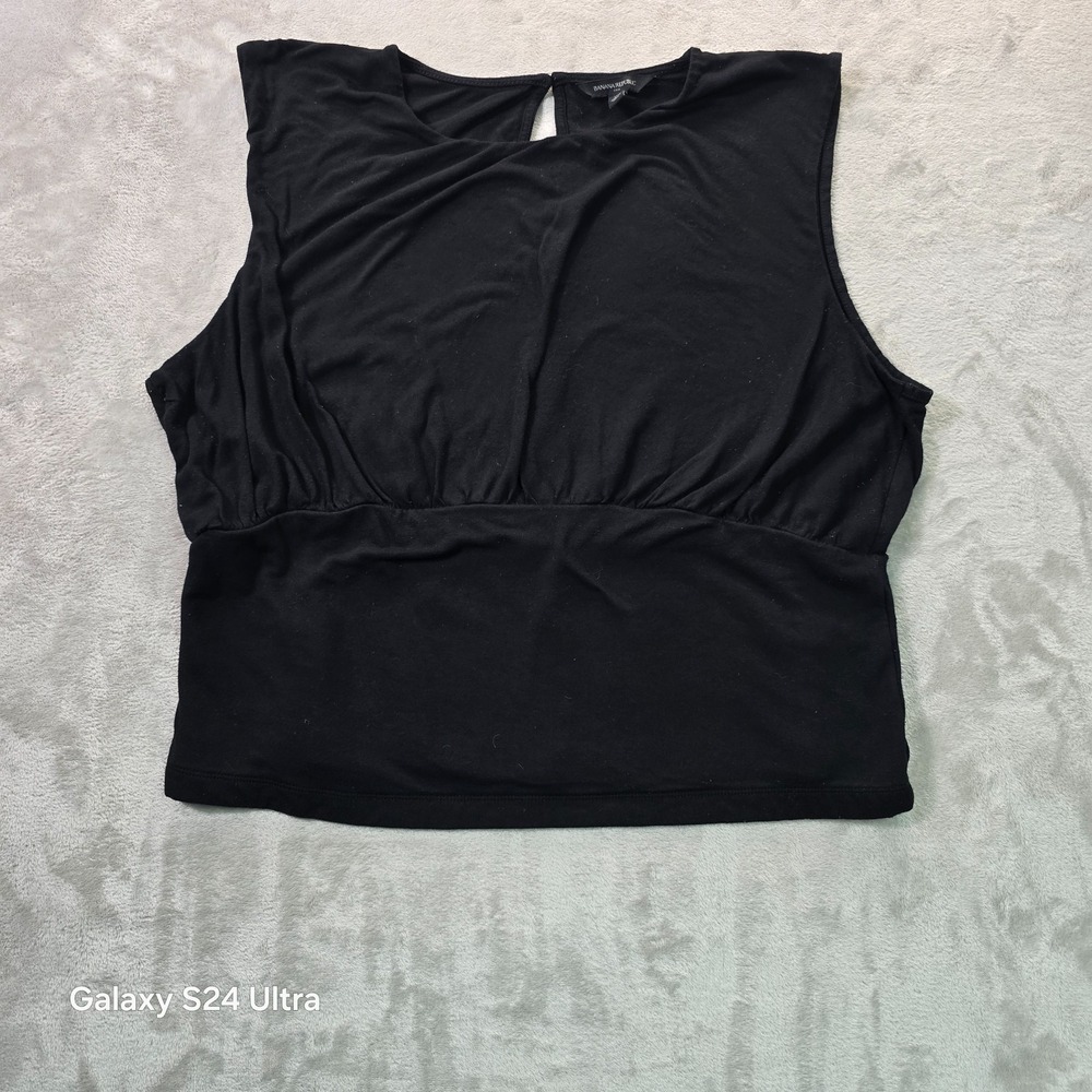 Banana Republic Top Womens XL Black Ruched Empire Waist Sleeveless Keyhole Back
